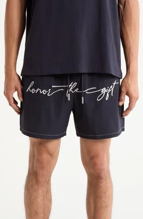 Honor The Gift Hybrid Cursive 5-Inch Swim Trunks in Navy at Nordstrom, Size Xx-Large