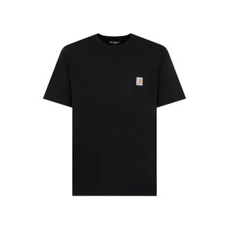 Carhartt Work in Progress Black Cotton T-Shirt With Pocket-Uomo