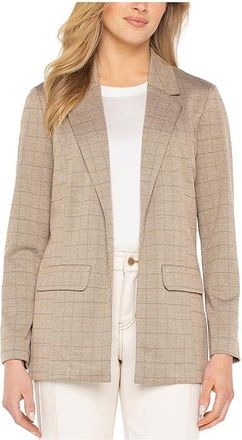 Liverpool L.A. Boyfriend Blazer Womens Jacket Khaki Grid Check : SM, Polyester/Rayon/Spandex