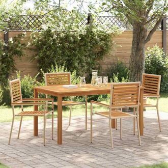 vidaXL Conjunto De Comedor De Jard&iacute;n 5 Pcs Beige Polirat&aacute;n Vidaxl