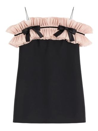 Valentino Garavani Crepe Couture pleated bow mini dress - women - Silk/Virgin Wool - 40 - Black