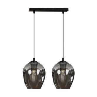 Wonderlamp Regleta de techo con 2 pantallas achatadas de cristal grafito