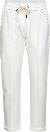Brunello Cucinelli Trainingsbroeken - Dames - Sweatpants - Wit - L - Katoen - Broeken