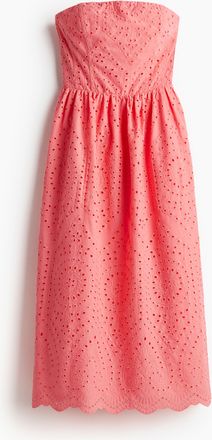 H&M Bandeau-Kleid mit Broderie Anglaise - Rosa