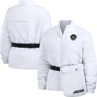 WEAR by Erin Andrews Womens WEAR by Erin Andrews White Jacksonville Jaguars Packaway Full-Zip Puffer Jacket at Nordstrom, Size Xx-Large