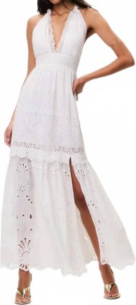 LoveShackFancy Trix Eyelet Halter Maxi Dress In Optic White