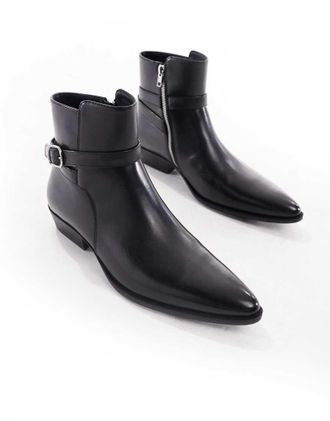 Asos Stivaletti Chelsea neri con cinturini-Nero