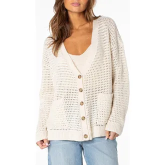 Roxy Tamarindo Open Stitch Cardigan in Dew at Nordstrom, Size Xx-Large