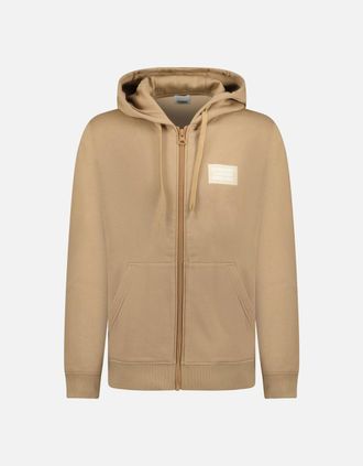 Burberry Mens Burberry Hove Logo Hoodie Zip Sweatshirt Camel Beige - Cream - Size: 40