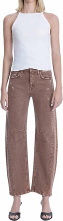 Flying Monkey High Rise Ankle Barrel Leg Jeans In Light Cocoa