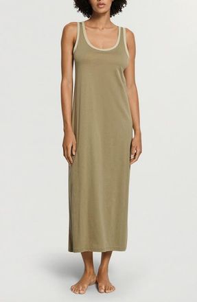 Hanro Laura Long Tank Nightgown in Covert Green at Nordstrom, Size X-Large