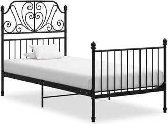 vidaXL Estructura De Cama Sin Colch&oacute;n Metal Negro 90x200 Cm Vidaxl