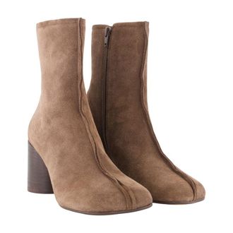 Maison Margiela Womens Block-Heel Suede Ankle Boot Brown Calfskin