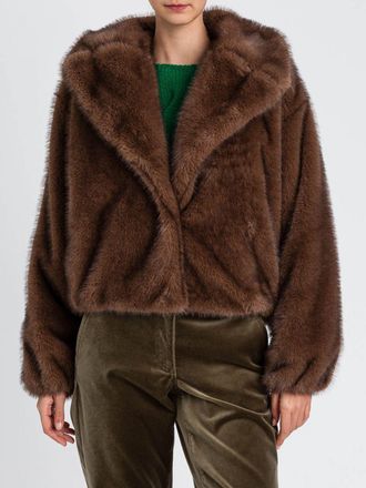 Twin-Set Fur Coat TWINSET ACTITUDE Woman color Brown