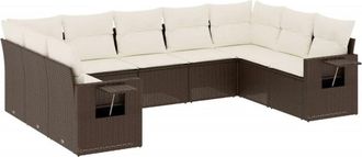 vidaXL Set De Sof&aacute;s De Jard&iacute;n 9 Pzas Y Cojines Rat&aacute;n Sint&eacute;tico Marr&oacute;n Vidaxl