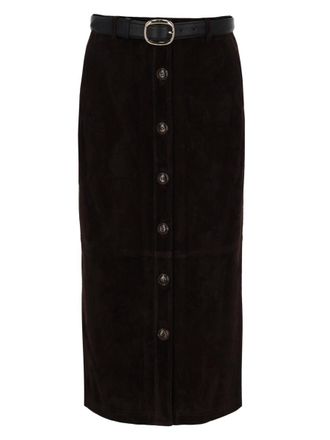 Self Portrait Suede Midi Skirt