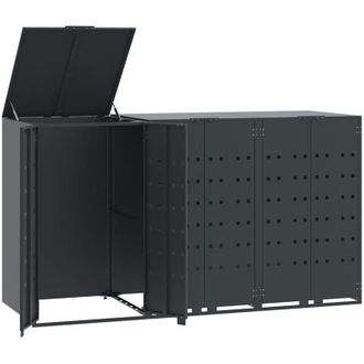vidaXL Vidaxl - Cobertizo Para 3 Cubos De Basura Acero Antracita 207x79x117 Cm