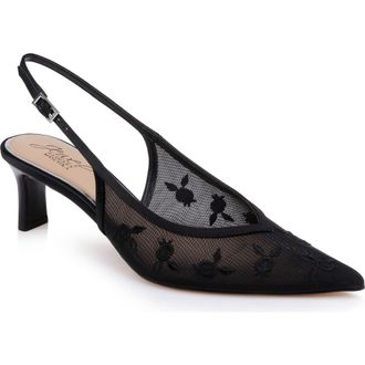 Badgley Mischka Zahra II Slingback Pointed Toe Pump in Black Satin at Nordstrom, Size 7.5