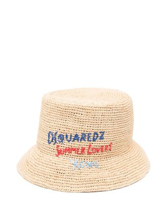 Dsquared2 raffia bucket hat - unisex - Raffia - M - Neutrals