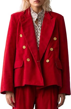 Alix of Bohemia Augusta Corduroy Blazer In Red Ruby