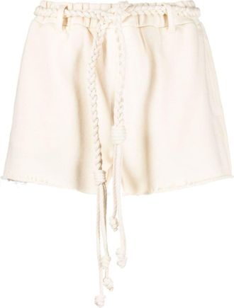 Alanui braided-belt cotton shorts - women - Cotton - L - Neutrals
