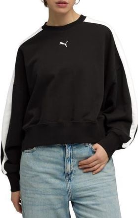 Puma T7 Oversize Crewneck Sweatshirt in Puma Black at Nordstrom Rack, Size X-Large