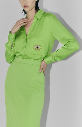 AS by DF Evil Eye Blouse in Paradise Green at Nordstrom, Size Small