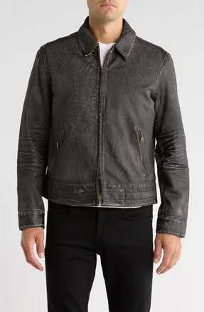 John Varvatos Asher Heritage Leather Jacket in Grey at Nordstrom Rack, Size 58