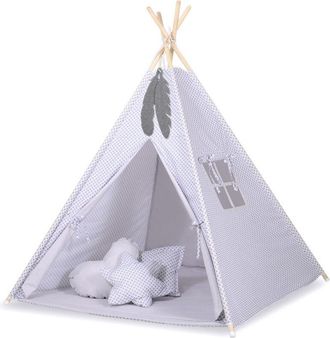 OEM Tienda Tipi Para Ni&ntilde;os + Colgantes De Plumas - Mini - Roseta Gris