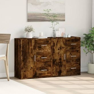 Berkfield Home Sideboards 2 pcs Smoked Oak 60x31x70 cm Engineered Wood in Brown | Size: 60 x 31 x 70 cm
