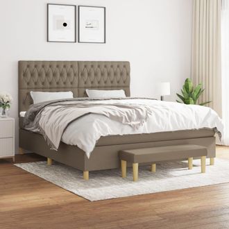 vidaXL Vidaxl - Cama Box Spring Con Colch&oacute;n Tela Gris Taupe 180x200 Cm