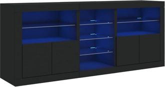 vidaXL Sideboard with led Lights Black 181.5x37x67 cm Vidaxl