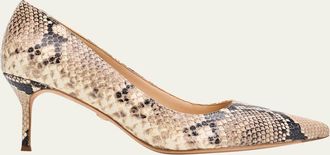 Veronica Beard Rita Snake-Embossed Leather Pointed-Toe Pumps