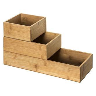 5five Simply Smart 5five Simply Smart - 3 Organizadores De Bamb&uacute; Apilables - Beige