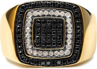 House of Brilliance Mens 10K Yellow Gold 3/4 Cttw White and Black Treated Diamond Ring Band (Black / I-J Color, I2-I3 Clarity)