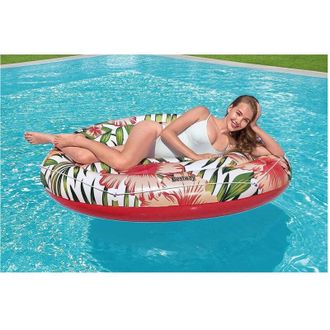 Trade Shop Trade Shop - Isola Gonfiabile Palme Fiori Tropicali Materassino 158 Cm Max. 90 Kg Corda 43410