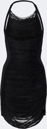 The Attico Fringed halterneck minidress