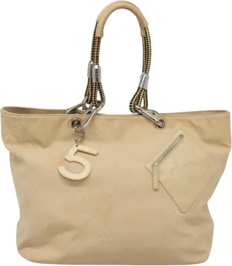 Chanel Numero 5 Beige Canvas Tote Bag (Pre-Owned)
