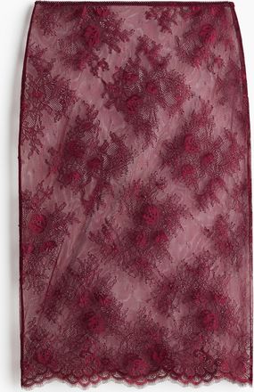 H&M Spitzenjupe in Midi-L&auml;nge - Red