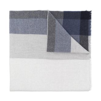 Brunello Cucinelli Geruite Sjaal met Rafelranden - Heren - Wintersjaals - Veelkleurig - ONE Size - Wol - Accessoires