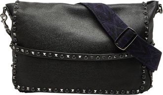 Valentino Black Purple Leather Shoulder Bag (Pre-Owned)