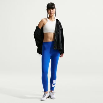 Nike Womens Nike Sportswear Classics High-Waisted Graphic Leggings in Blue | DV7791-480