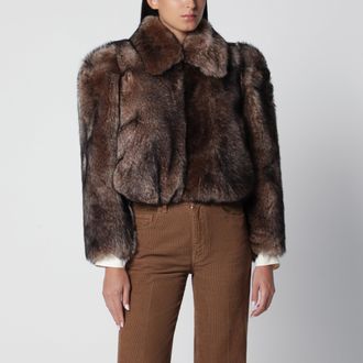 Chlo&eacute; Giacca corta marrone in shearling