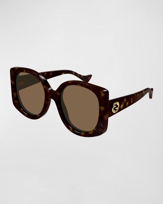 Gucci Raised Interlocking GG Acetate Butterfly Sunglasses