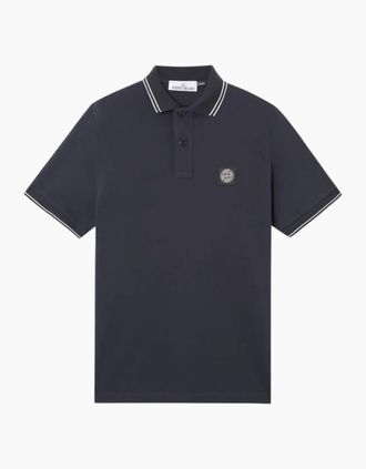 Stone Island Mens Stone Island Organic Cotton Elastane Pique Navy Polo Shirt - Size: 42