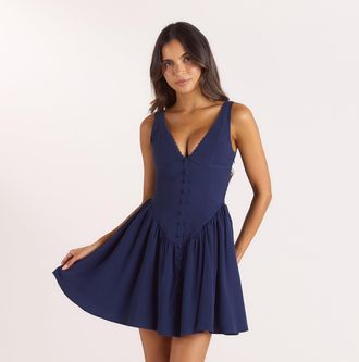 Lounge Plunge Minijurk - Marineblauw - 34