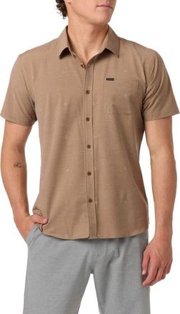 O'Neill Standard Fit TRVLR Traverse Performance Short Sleeve Button-Up Shirt in Dark Khaki at Nordstrom, Size Medium