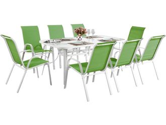 Habitat et Jardin Conjunto De Jard&iacute;n Mesa + 8 Sillas De Textileno c&oacute;rdoba - Verde