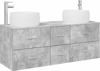 vidaXL Juego De Muebles De Ba&ntilde;o 3 Uds. Gris Hormig&oacute;n Vidaxl