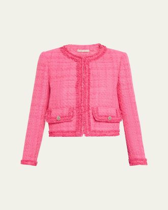 Alice & Olivia Landon Cropped Tweed Jacket